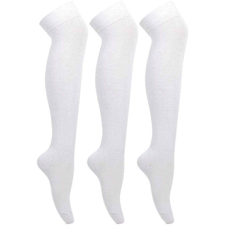 Bonjour Girls 3 Pair Cotton Knee High White Socks For 3-5 Years