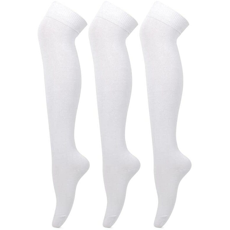 Bonjour Girls 3 Pair Cotton Knee High White Socks For 3-5 Years
