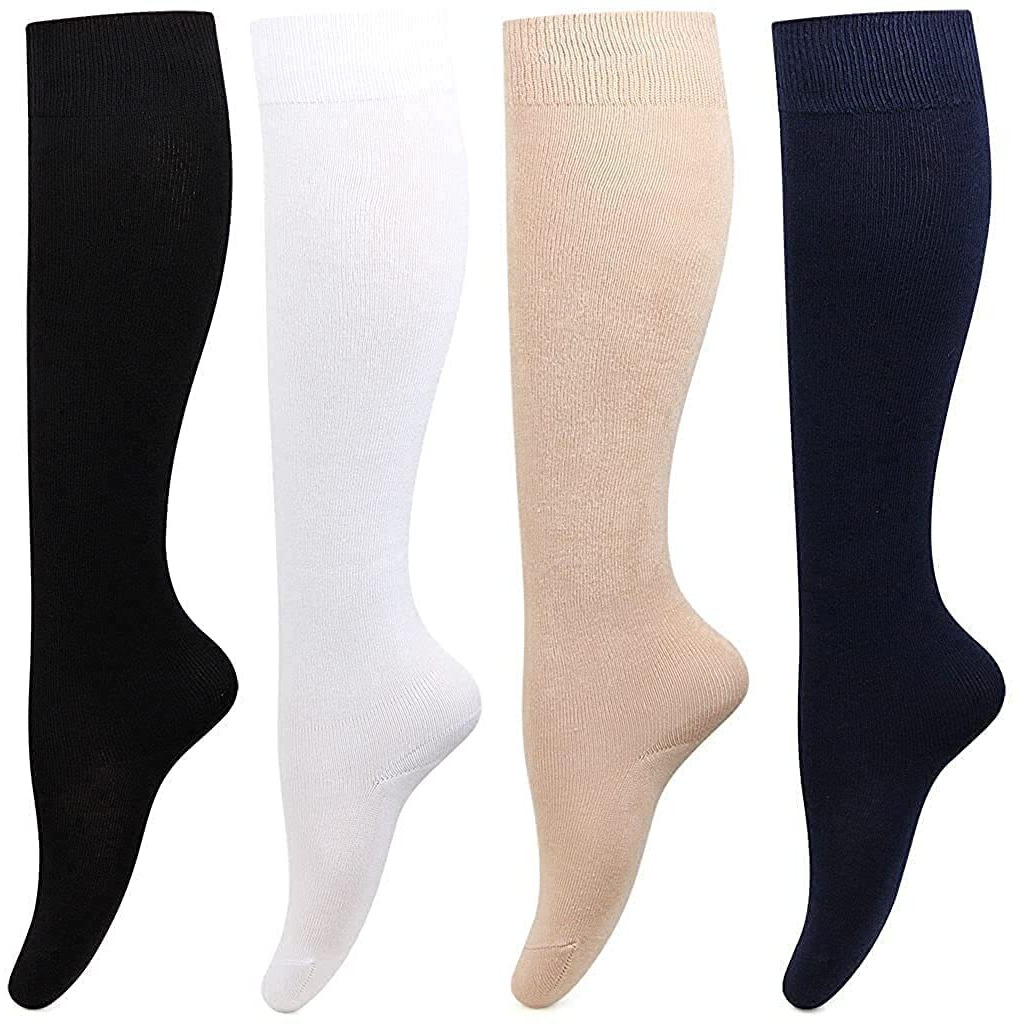 Bonjour Girls 3 Pair Cotton Knee High Socks For 8-11 Years - Pack Of 4