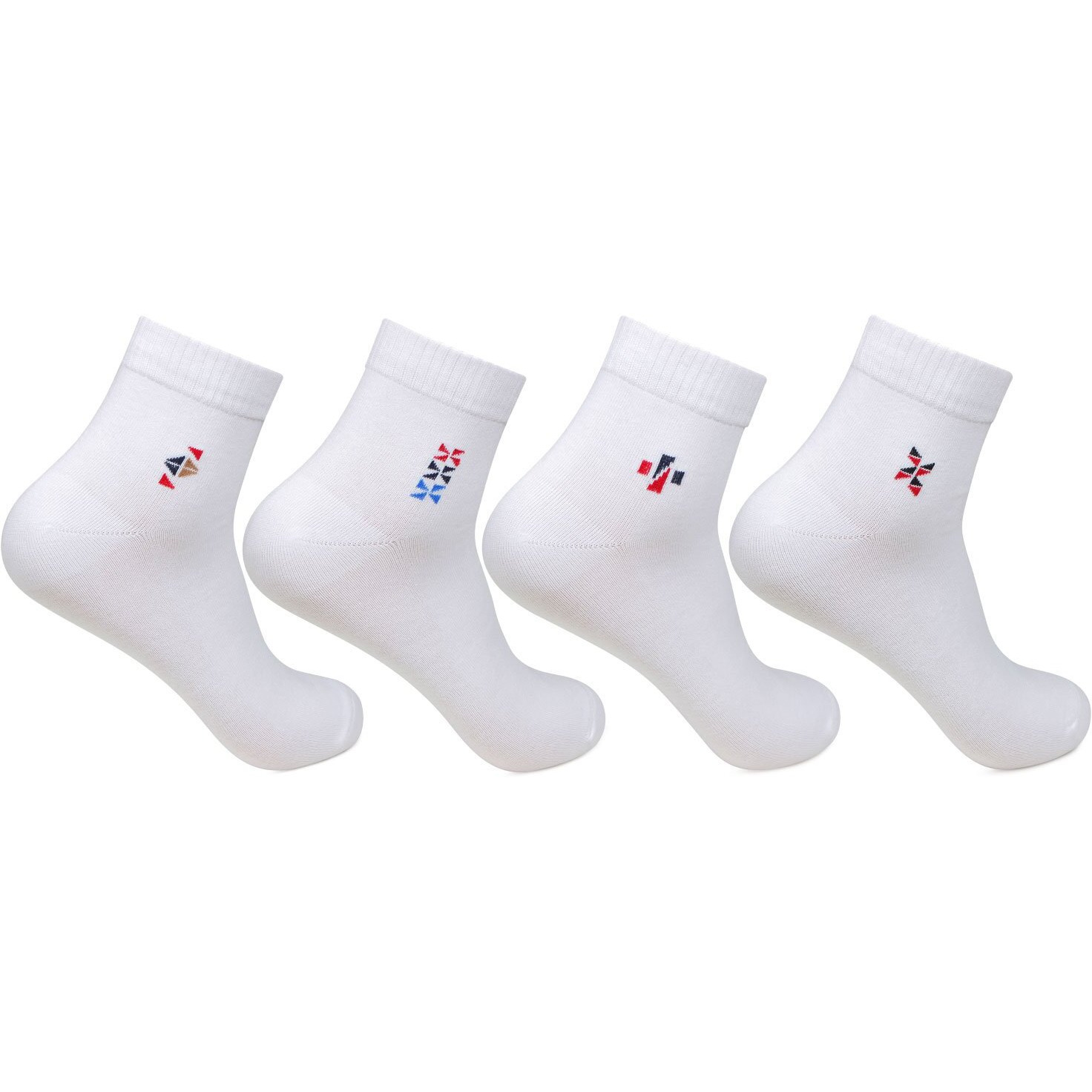 Bonjour Centre Motif White Office/Business/Formal Ankle Socks For Men - Pack Of 4