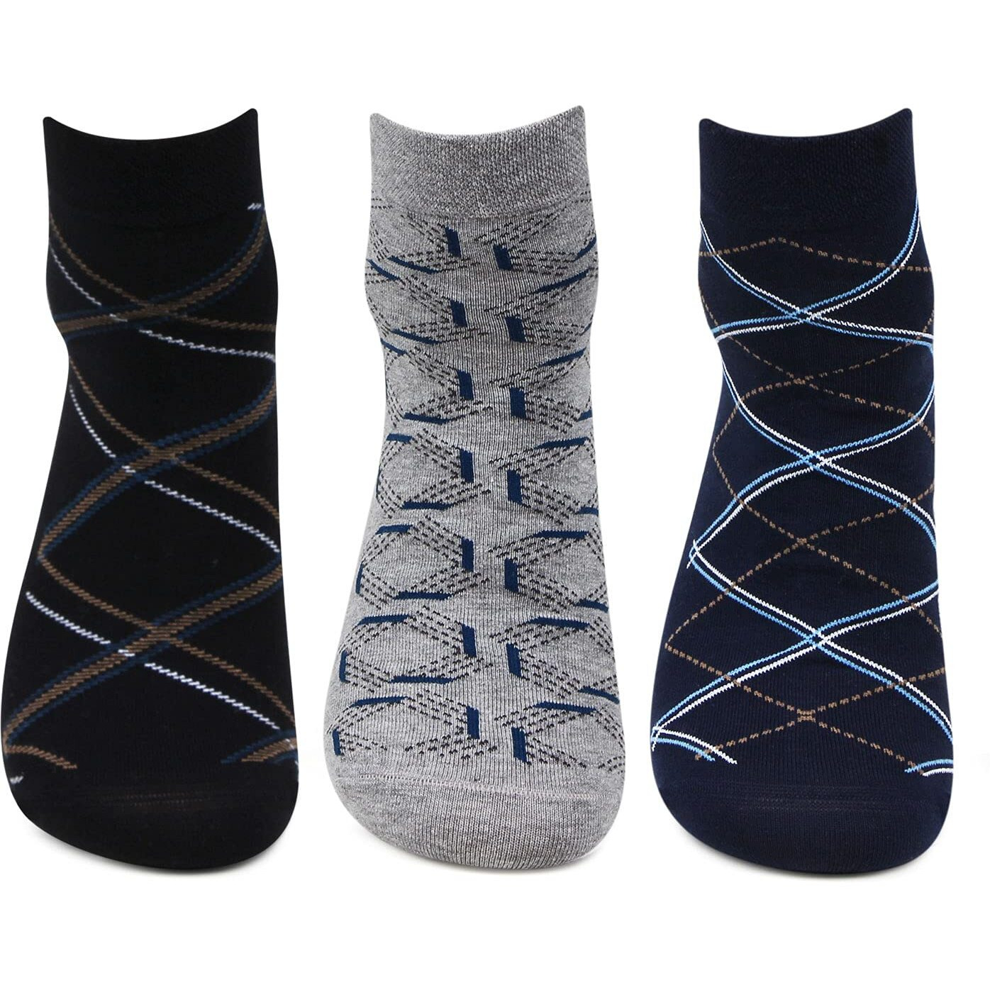 Bonjour Designer Office/Business/Formal Ankle Socks For Men - Pack Of 3