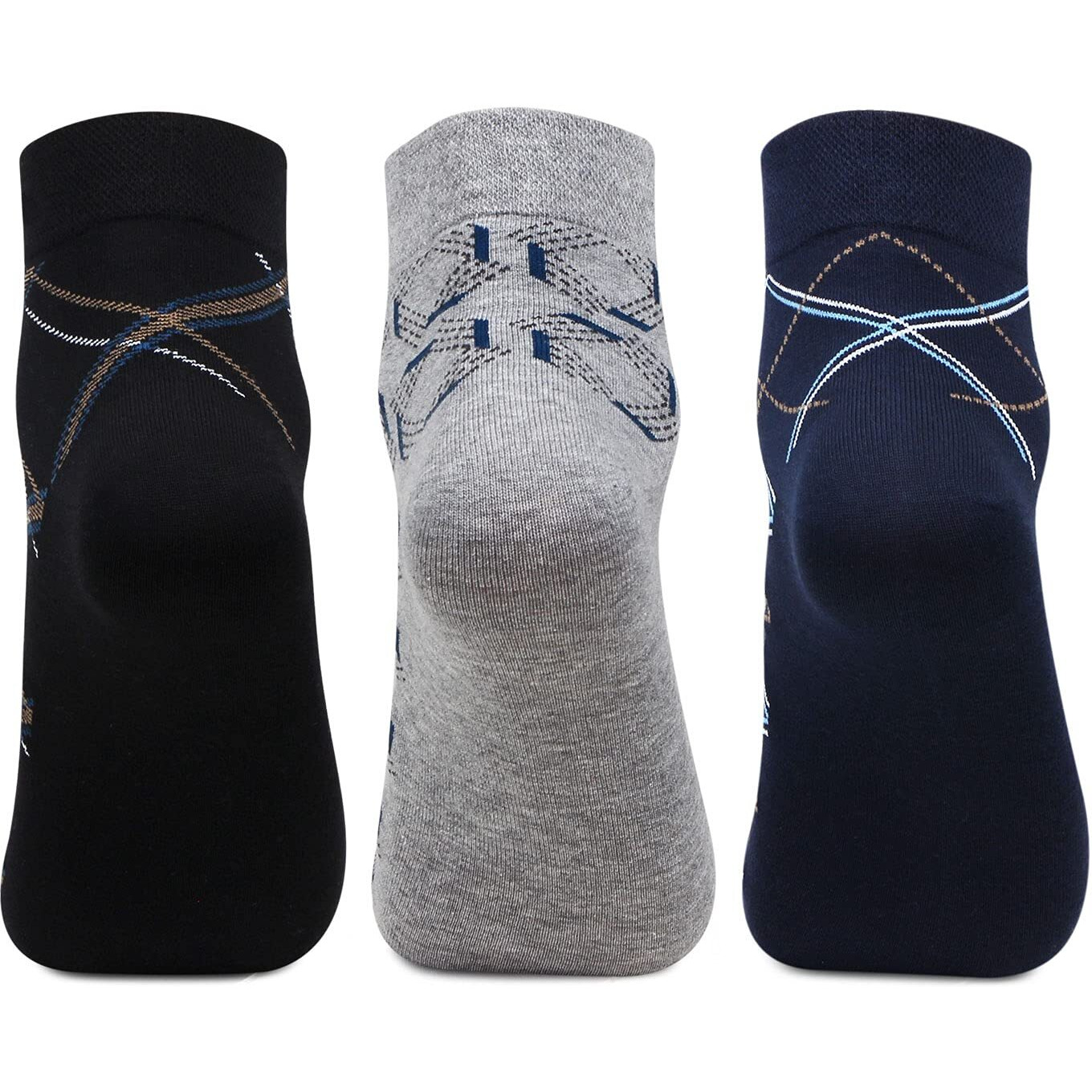 Bonjour Designer Office/Business/Formal Ankle Socks For Men - Pack Of 3