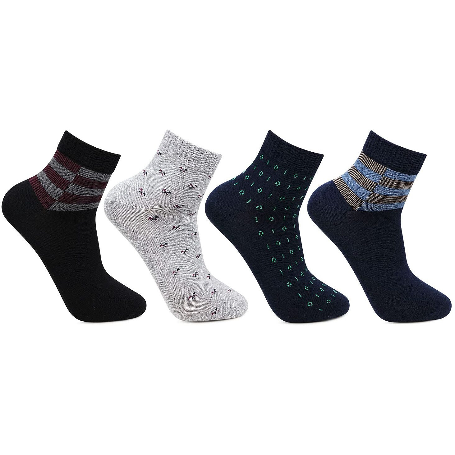 Bonjour Designer Office/Business/Formal Ankle Socks For Men - Pack Of 4