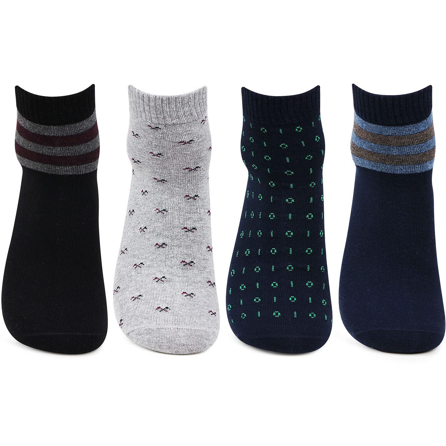 Bonjour Designer Office/Business/Formal Ankle Socks For Men - Pack Of 4
