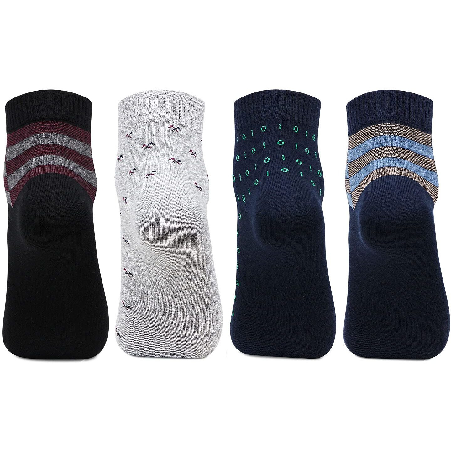 Bonjour Designer Office/Business/Formal Ankle Socks For Men - Pack Of 4