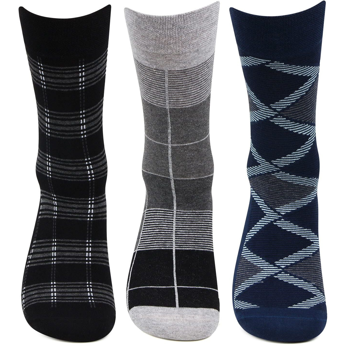 Bonjour Designer Office/Business/Formal Crew Socks For Men - Pack Of 3