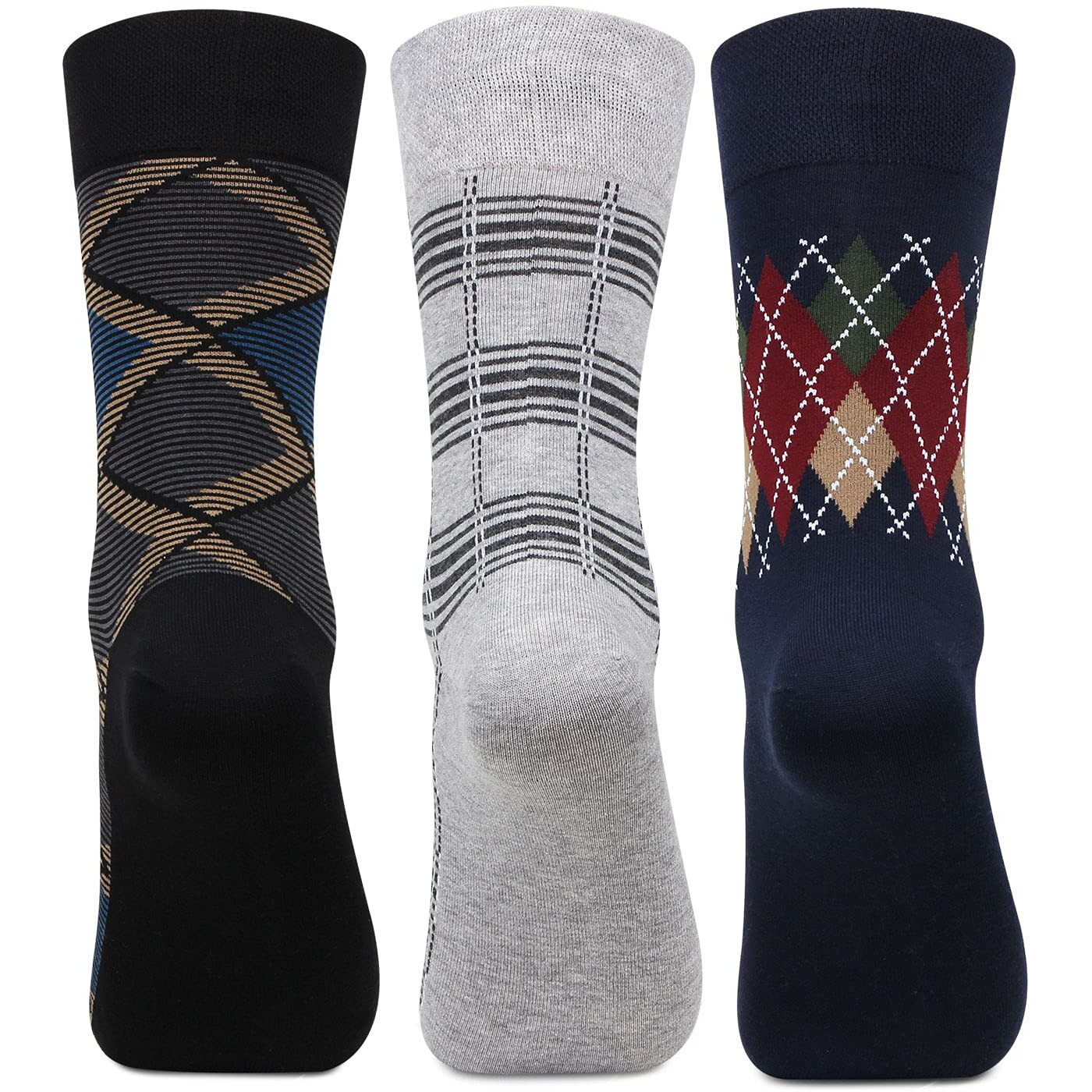Bonjour Designer Office/Business/Formal Crew Socks For Men - Pack Of 3