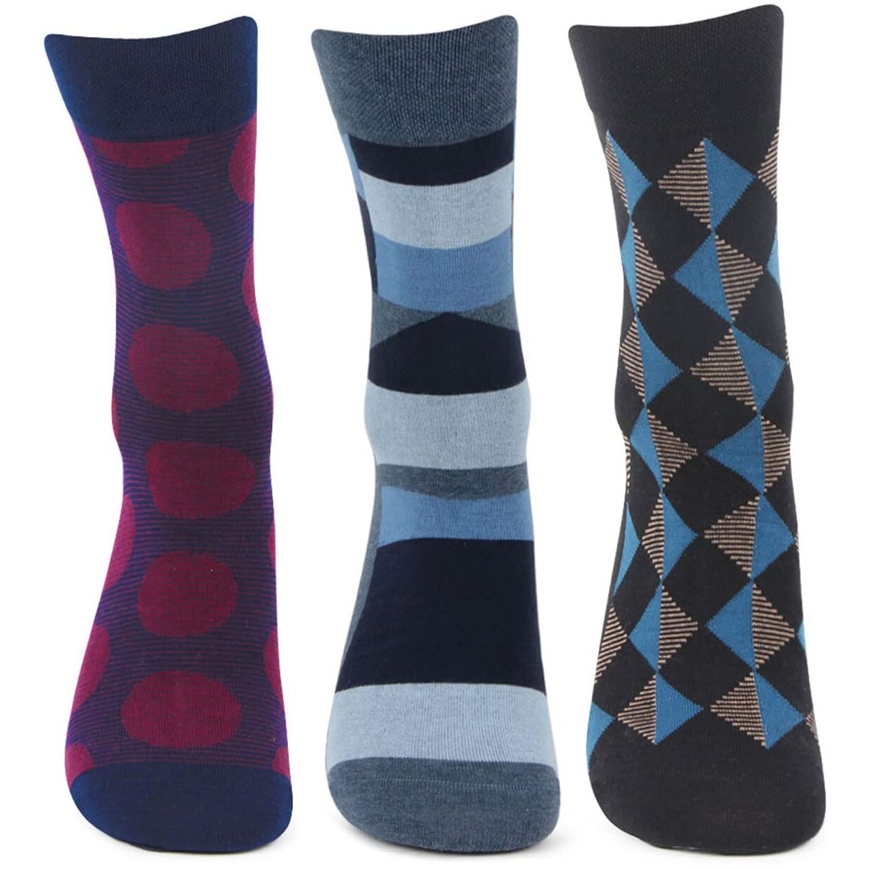 Bonjour Designer Office/Business/Formal Crew Socks For Men - Pack Of 3