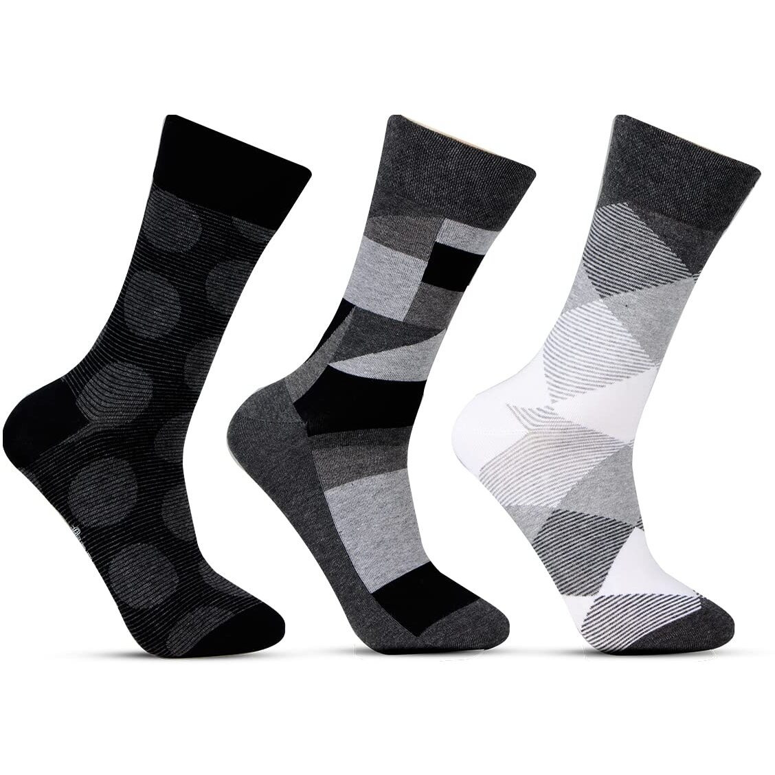 Bonjour Designer Office/Business/Formal Crew Socks For Men - Pack Of 3