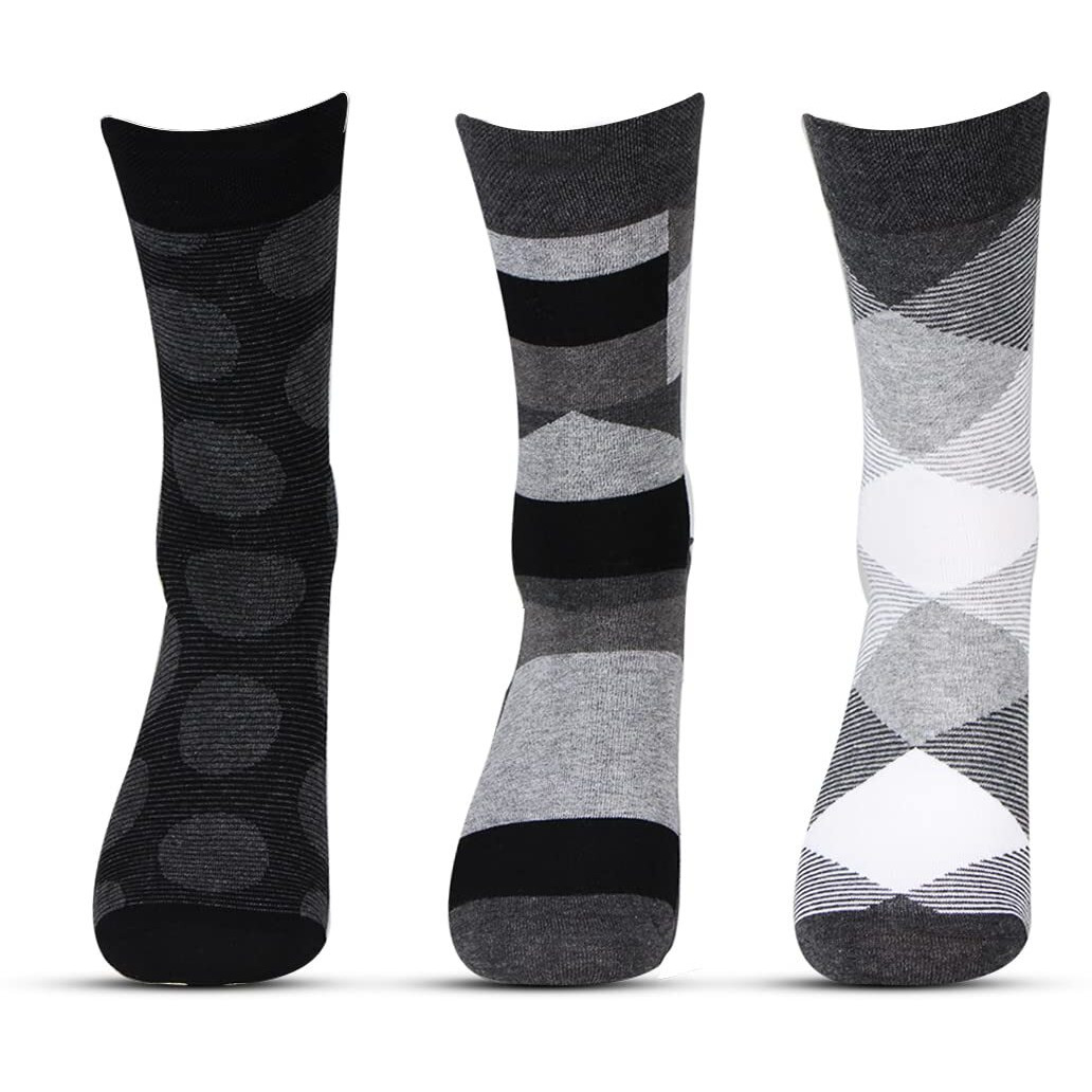 Bonjour Designer Office/Business/Formal Crew Socks For Men - Pack Of 3