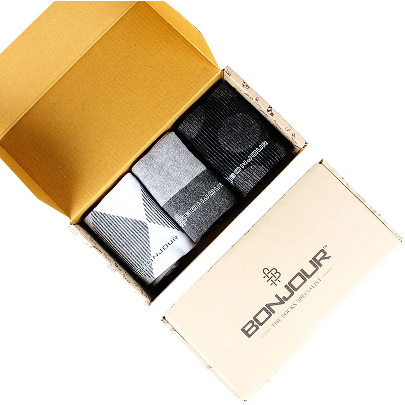 Bonjour Designer Office/Business/Formal Crew Socks For Men - Pack Of 3