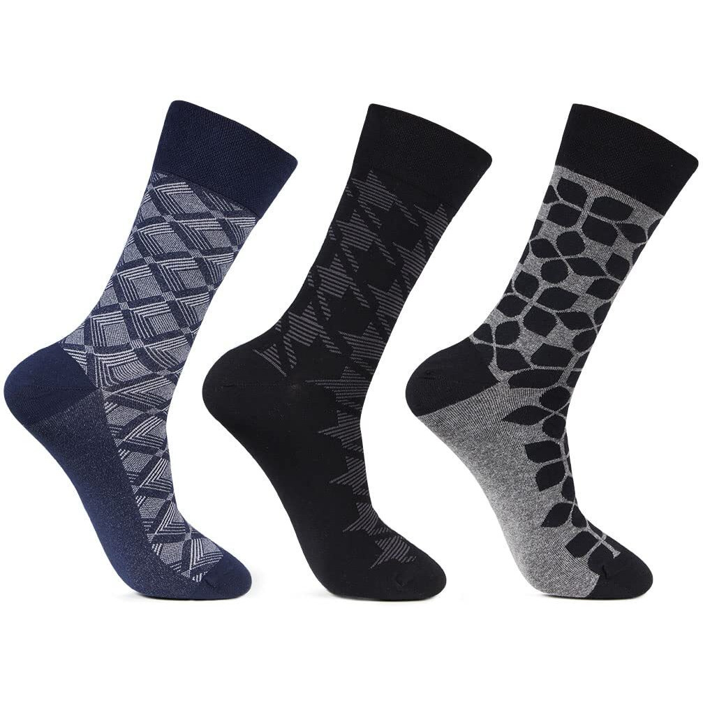 Bonjour Designer Office/Business/Formal Crew Socks For Men - Pack Of 3