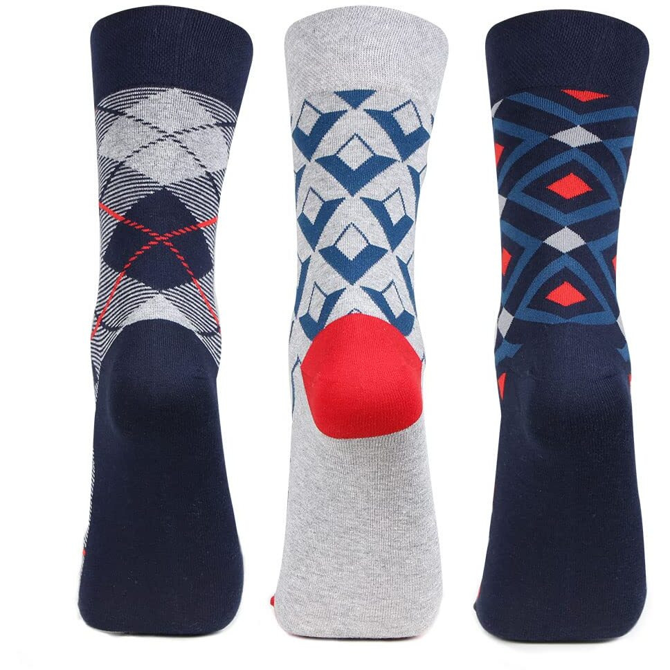 Bonjour Designer Office/Business/Formal Crew Socks For Men - Pack Of 3