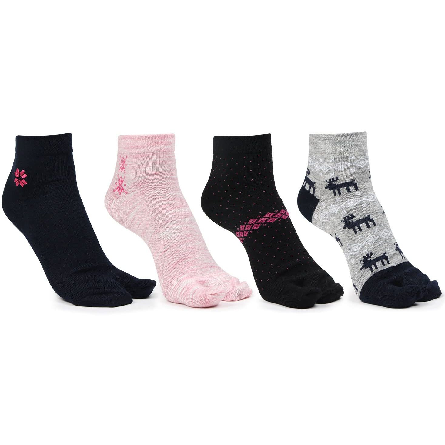 Bonjour Ankle Length Woolen Thumb Socks For Women- Pack Of 4