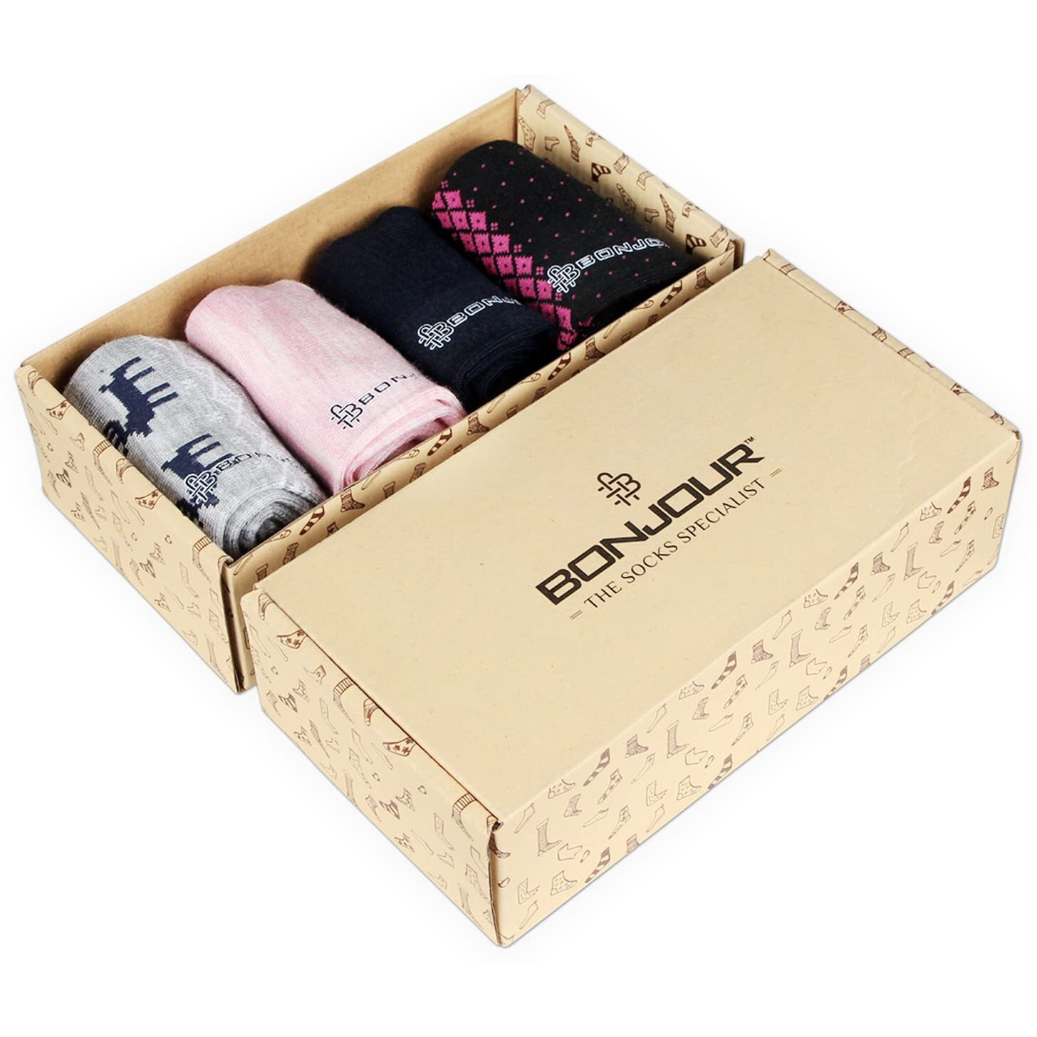 Bonjour Ankle Length Woolen Thumb Socks For Women- Pack Of 4