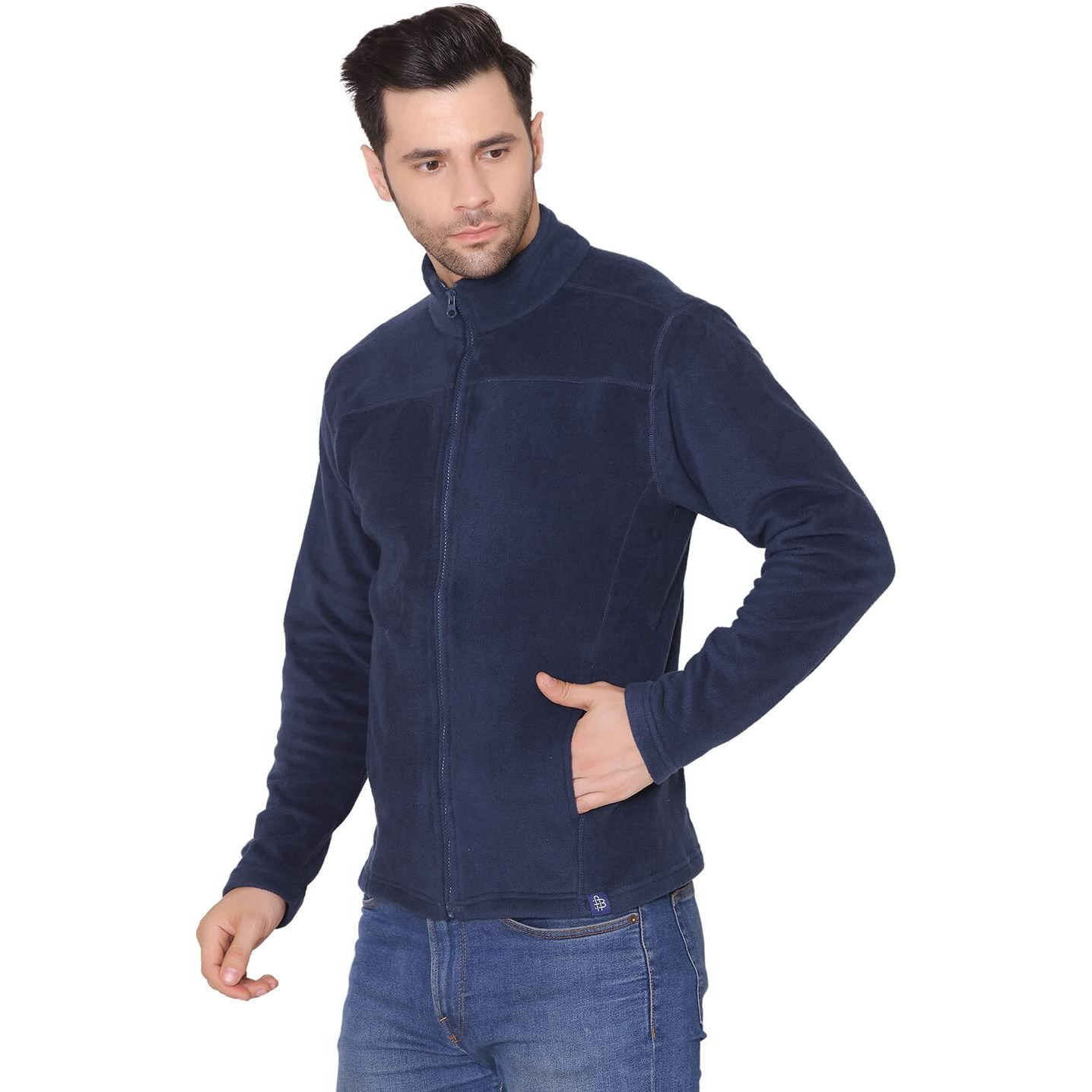 Bongio Men's Full Sleeves Polar Jacket - Navy