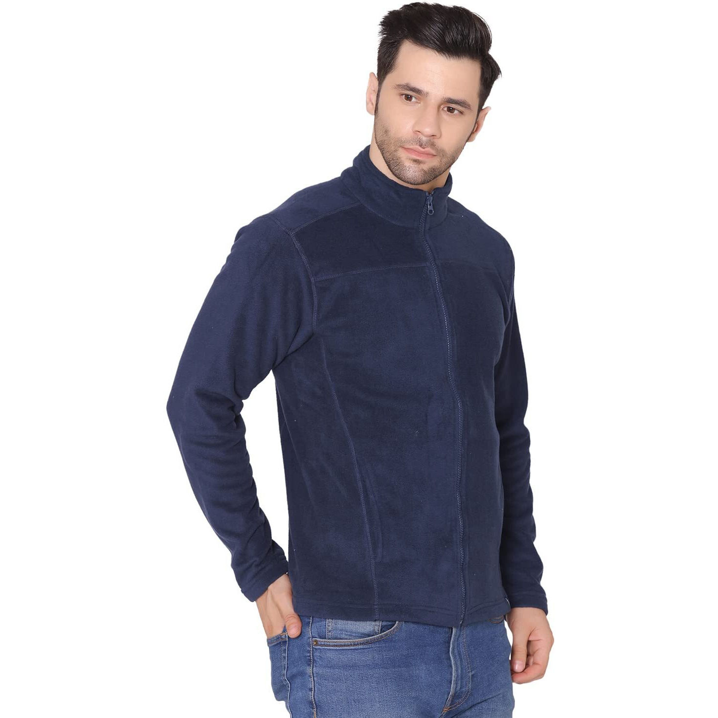 Bongio Men's Full Sleeves Polar Jacket - Navy