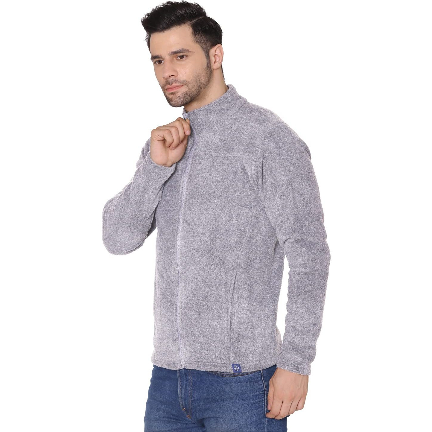 Bongio Men's Full Sleeves Polar Jacket - Light Grey