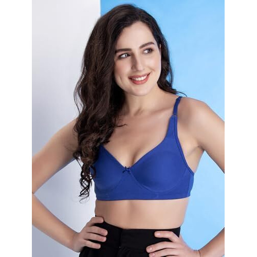Clovia Women's Cotton Non-Padded Non-Wired Full Coverage Bra With Double Layered Cups (Br0636P08_Blue_34C)