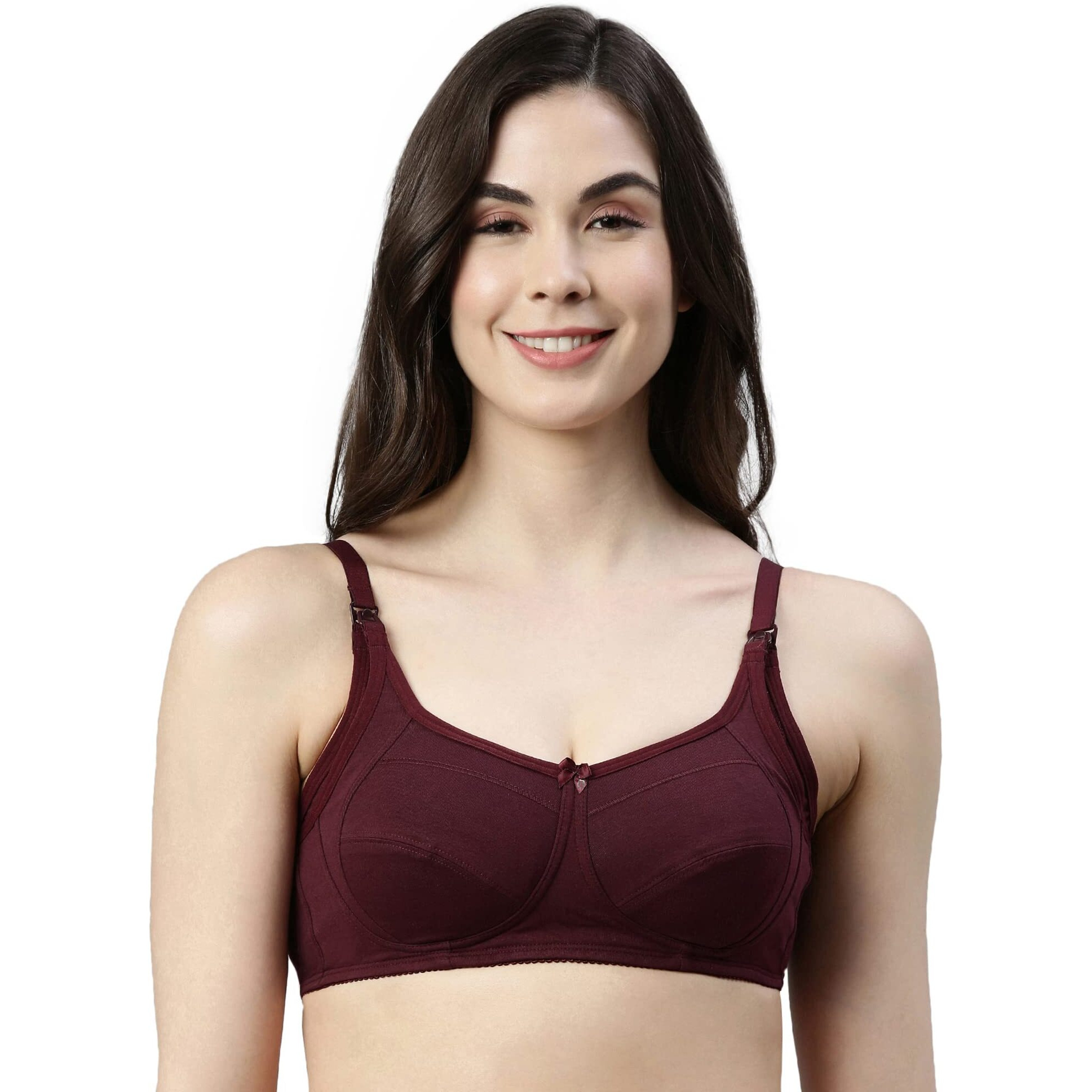 Enamor Mt02 Women's Cotton Sectioned Lift & Support Nursing Bra - Non Padded Non Wired High Coverage(Mt02-Grapewine-38D)