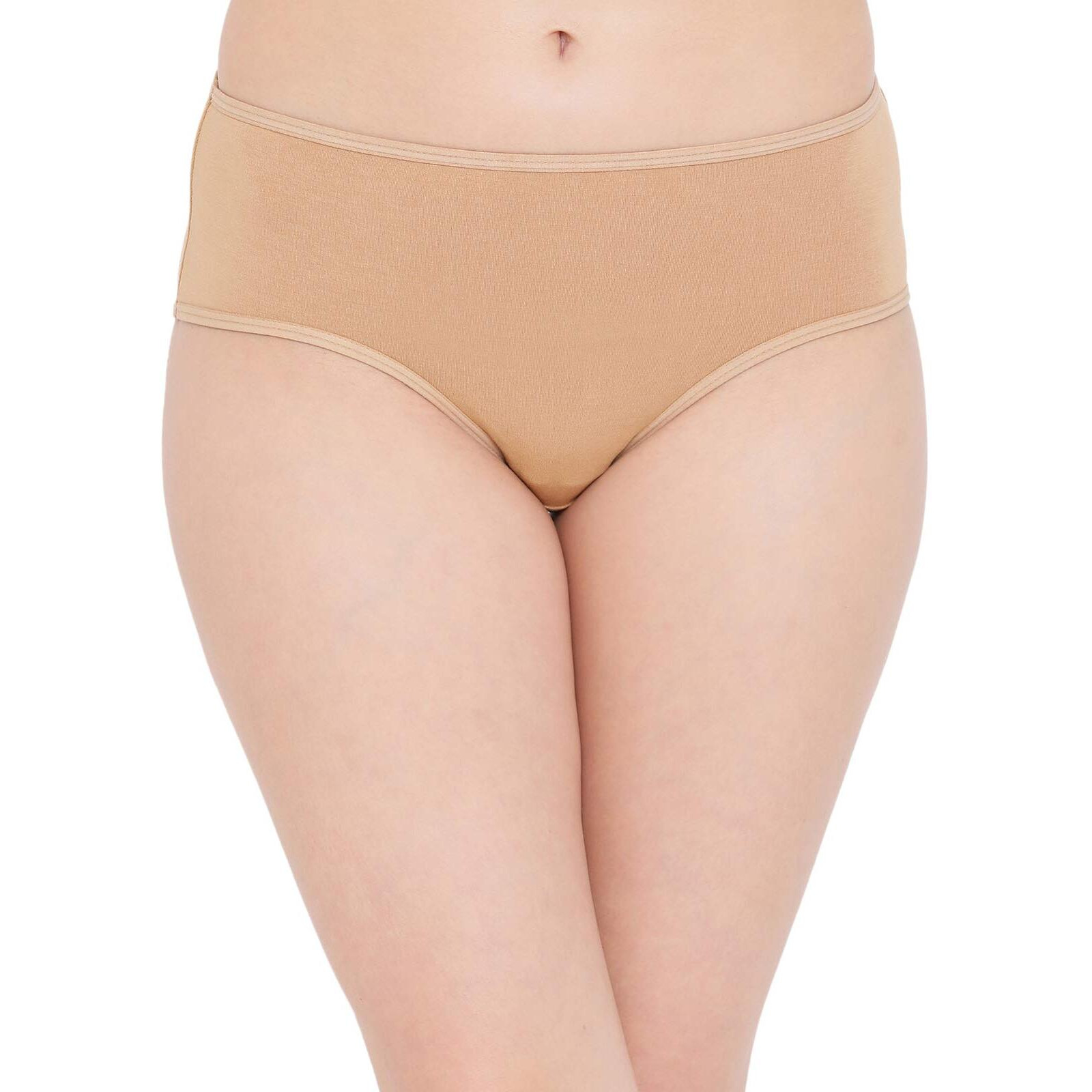 Clovia Cotton Mid Waist Solid Teen Hipster Panty (Pb0004P24_Beige_S)