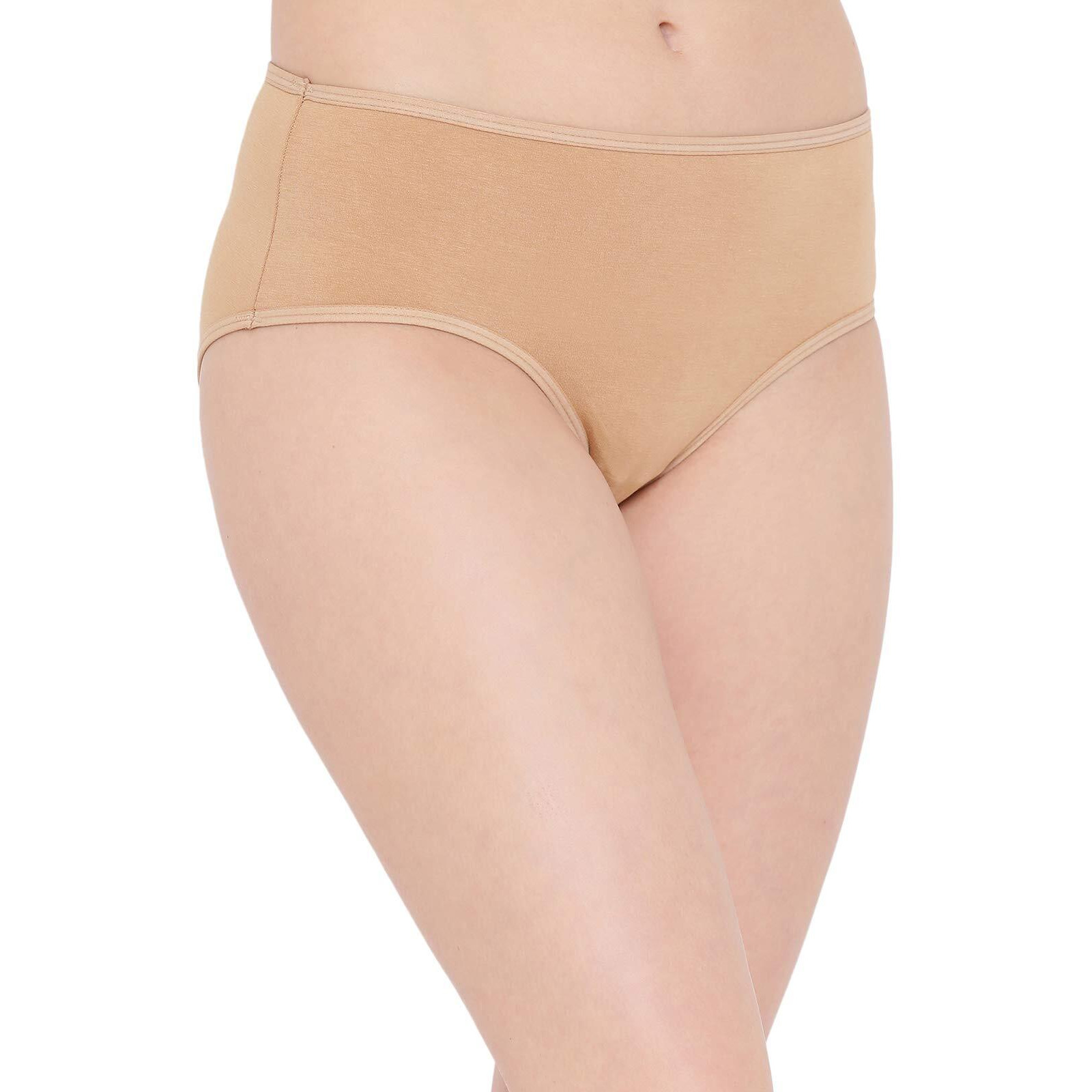 Clovia Cotton Mid Waist Solid Teen Hipster Panty (Pb0004P24_Beige_S)