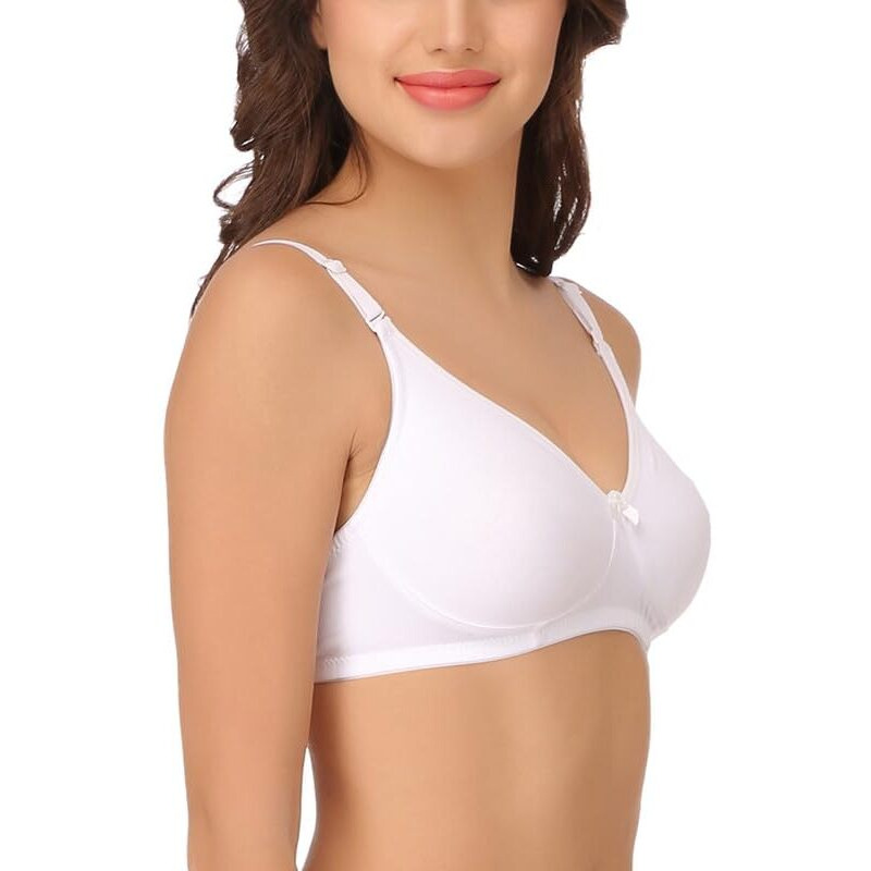 Clovia Women's Cotton Solid Non-Padded Full Cup Wire Free T-Shirt Bra (Br0842R18_White_32E)