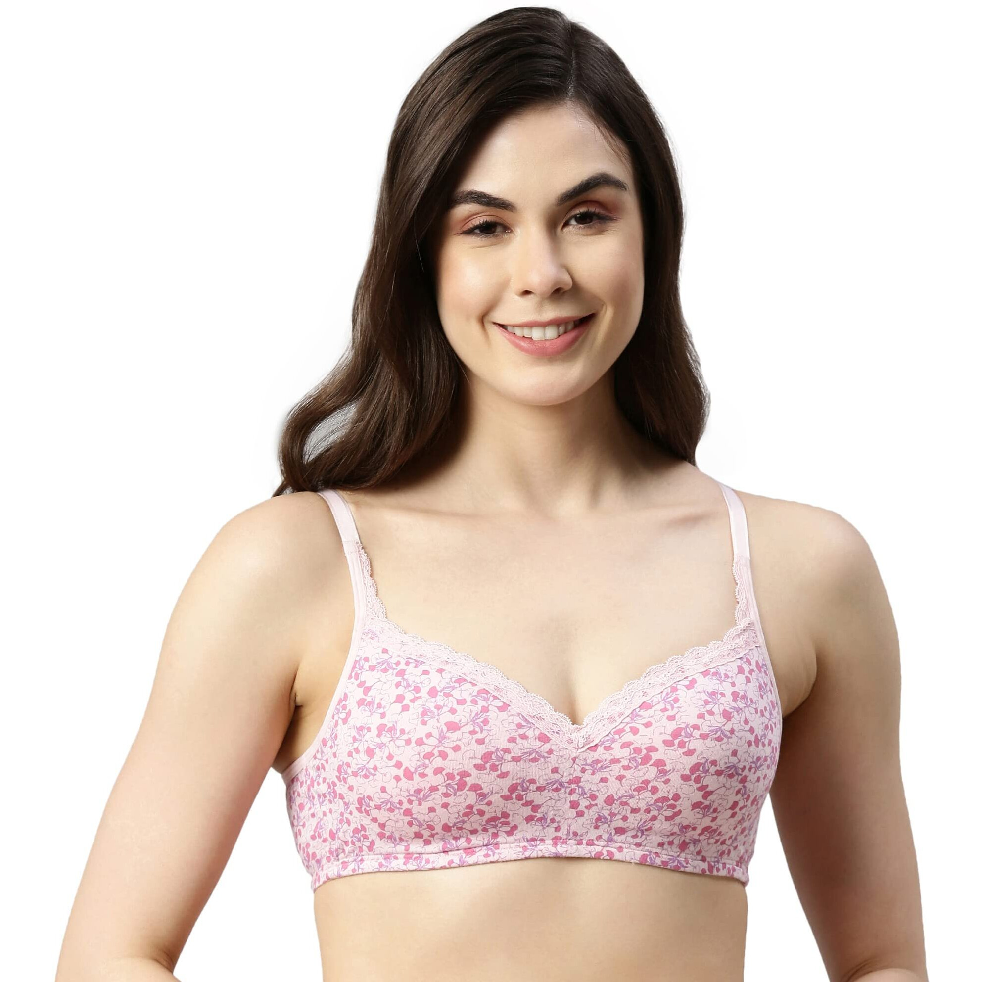 Enamor A017 Women Smoothening Balconette Stretchable Cotton T-Shirt Bra - Padded Non Wired And High Coverage(A017-Ginko Print-32D)