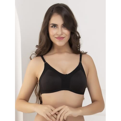 Clovia Cotton Rich Non-Wired Spacer Cup T-Shirt Bra (Br1448P13_Black_36C)