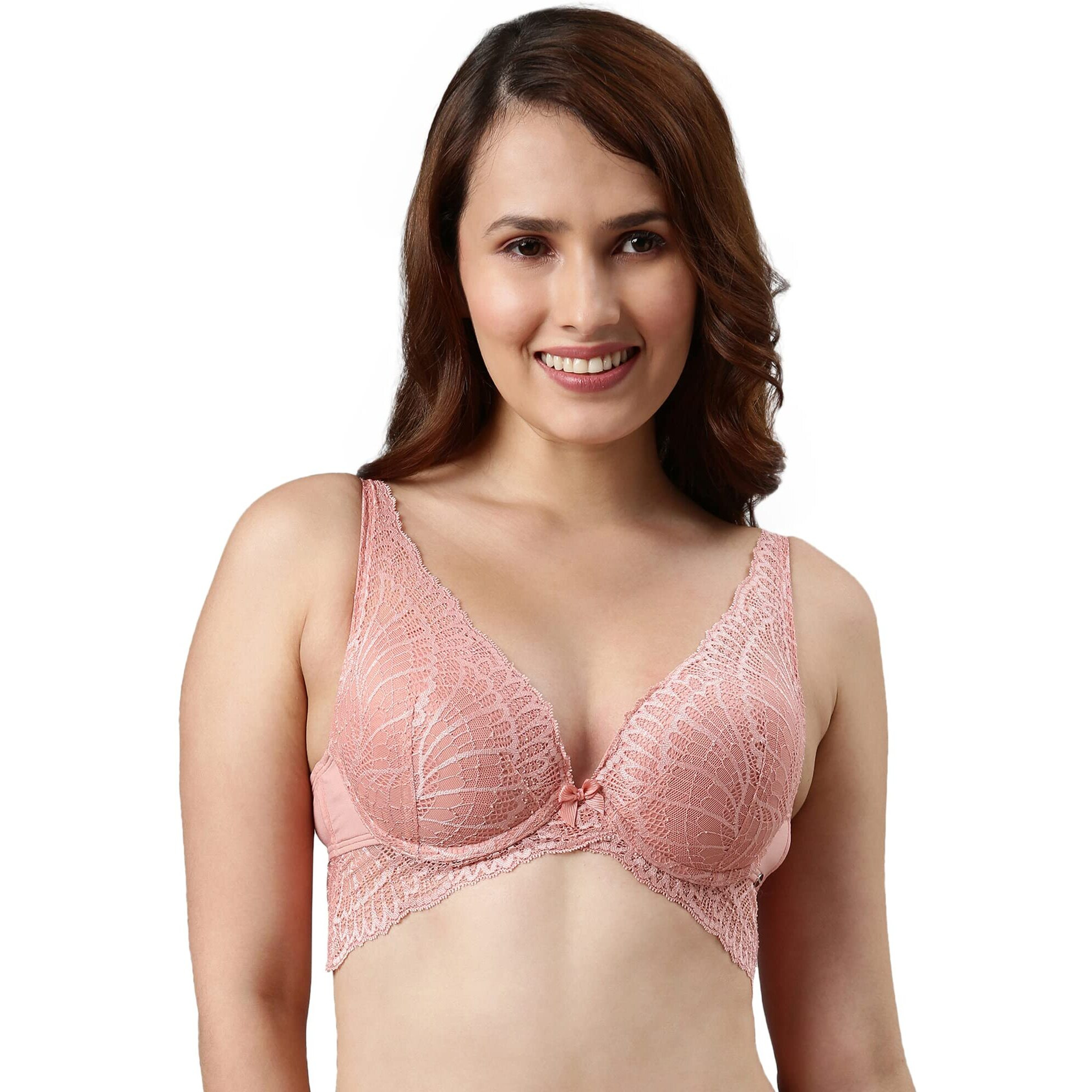 Enamor Women's 91% Nylon & 9% Spandex F091 Push-Up Padded Wired Bra Forever Rose_38B