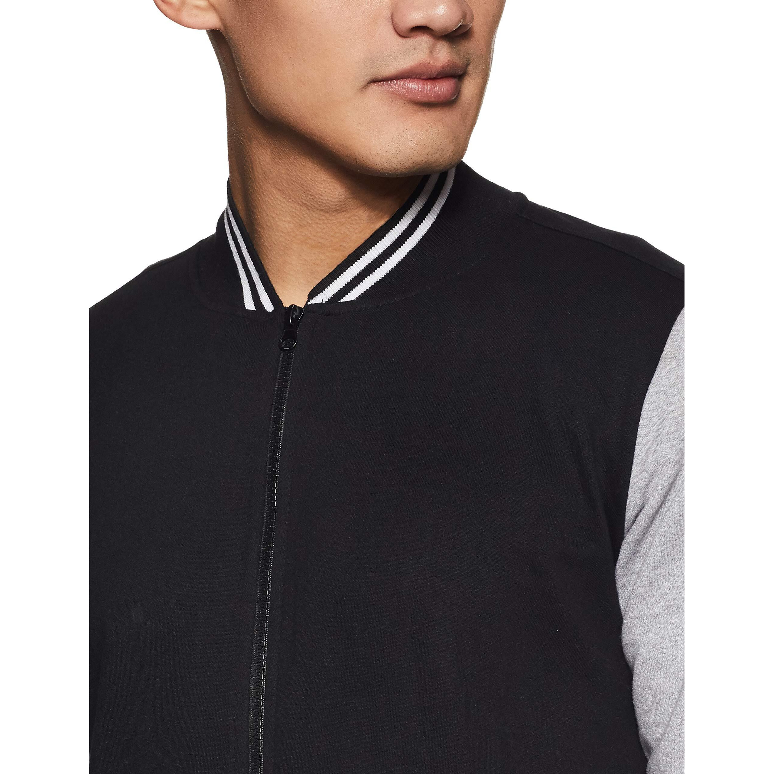 Campus Sutra Black Mens Varsity Sweatshirt With Pocket (Aw15_Hvar_M_Pln_Blgr_Xl)