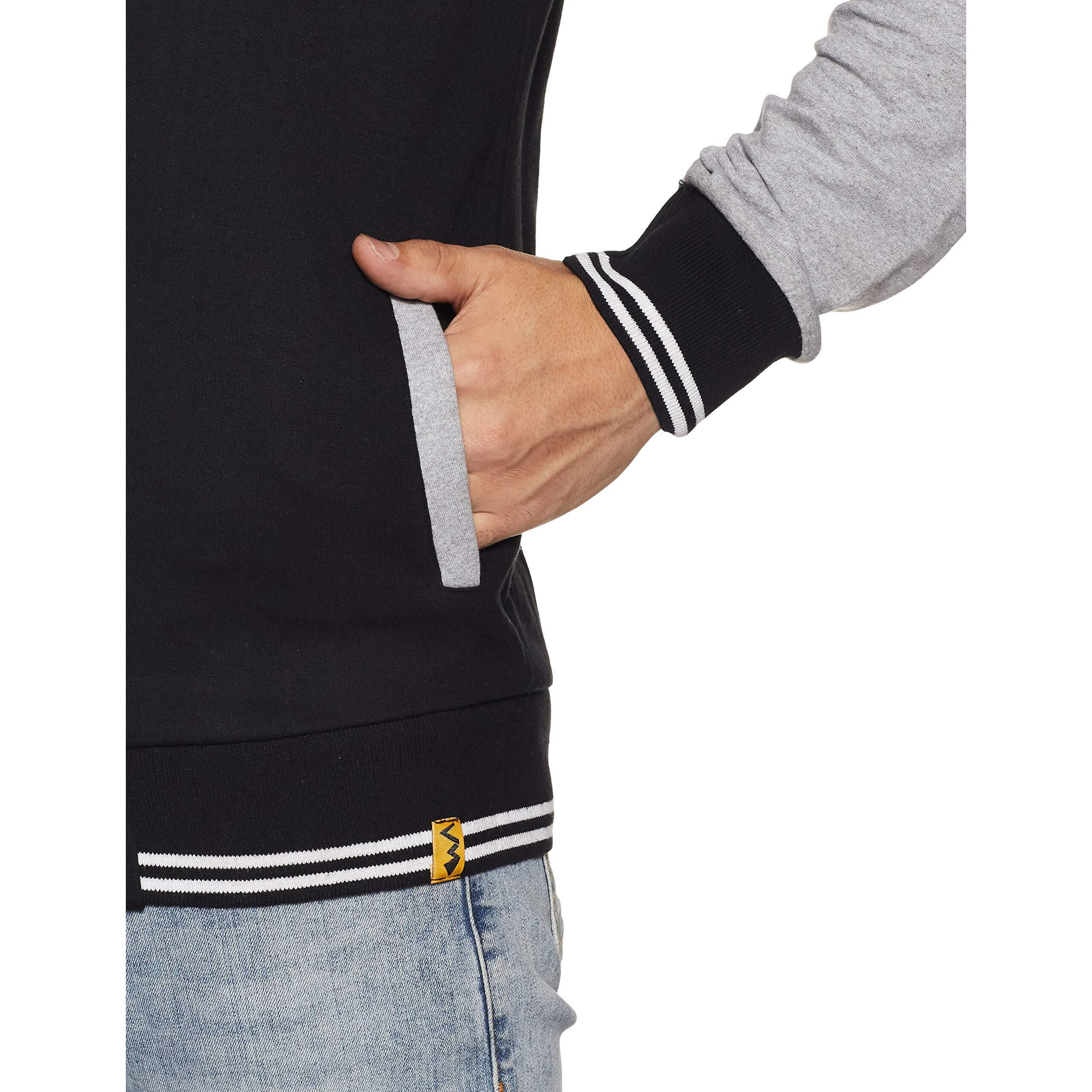 Campus Sutra Black Mens Varsity Sweatshirt With Pocket (Aw15_Hvar_M_Pln_Blgr_Xl)