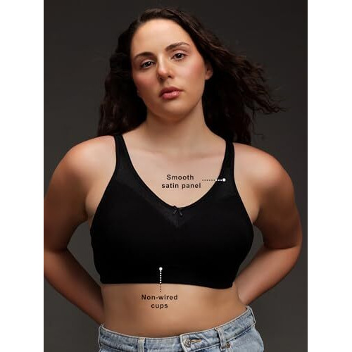Clovia Cotton Spandex Solid Non-Padded Full Cup Wire Free Everyday Bra (Br5006R13_Black_34F)