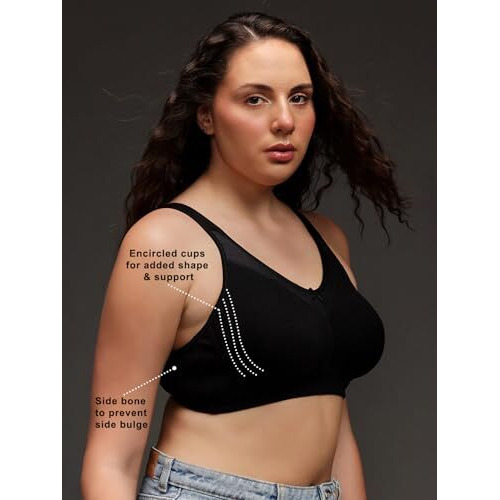 Clovia Cotton Spandex Solid Non-Padded Full Cup Wire Free Everyday Bra (Br5006R13_Black_36D)