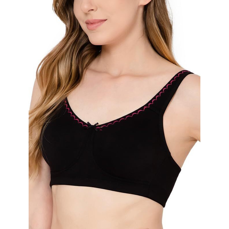 Clovia Cotton Spandex Solid Non-Padded Full Cup Wire Free Everyday Bra (Br5005P13_Black_40B)