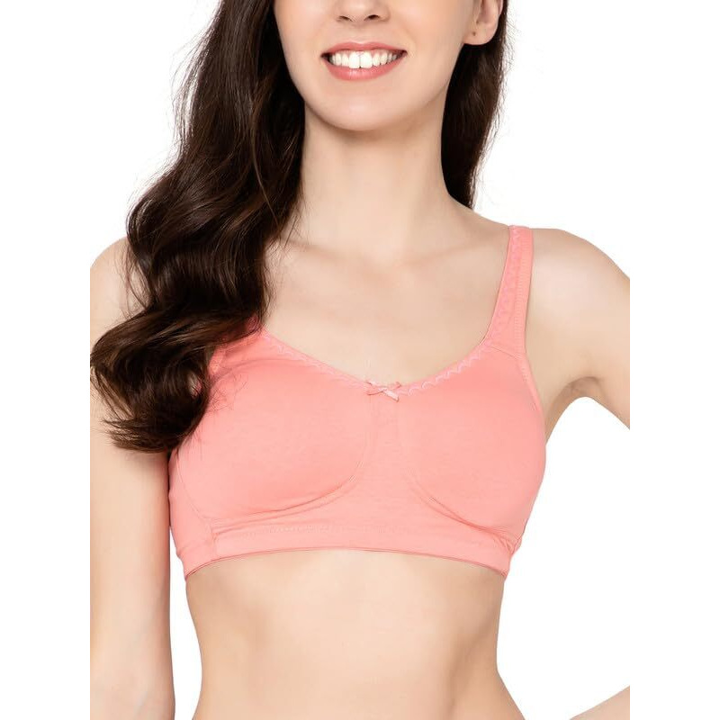 Clovia Cotton Spandex Solid Non-Padded Full Cup Wire Free Everyday Bra (Br5005P22_Pink_32F)