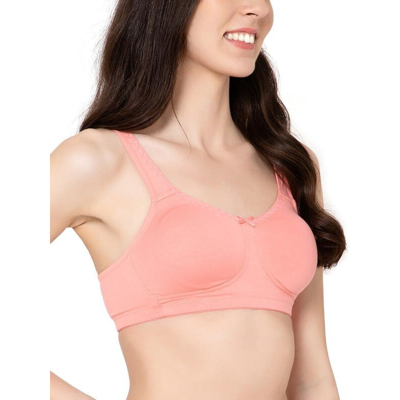 Clovia Cotton Spandex Solid Non-Padded Full Cup Wire Free Everyday Bra (Br5005P22_Pink_32F)
