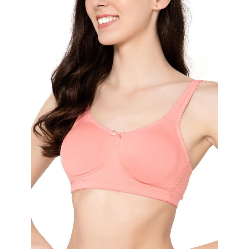 Clovia Cotton Spandex Solid Non-Padded Full Cup Wire Free Everyday Bra (Br5005P22_Pink_32F)