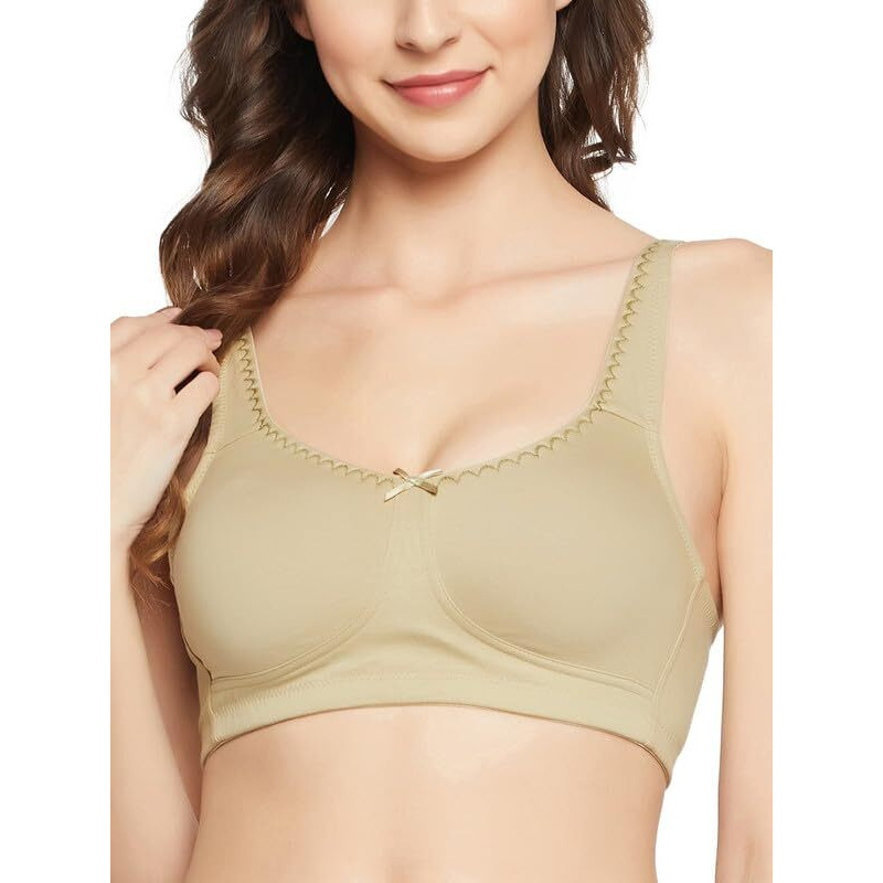 Clovia Cotton Spandex Solid Non-Padded Full Cup Wire Free Everyday Bra (Br5005P11_Green_40E)