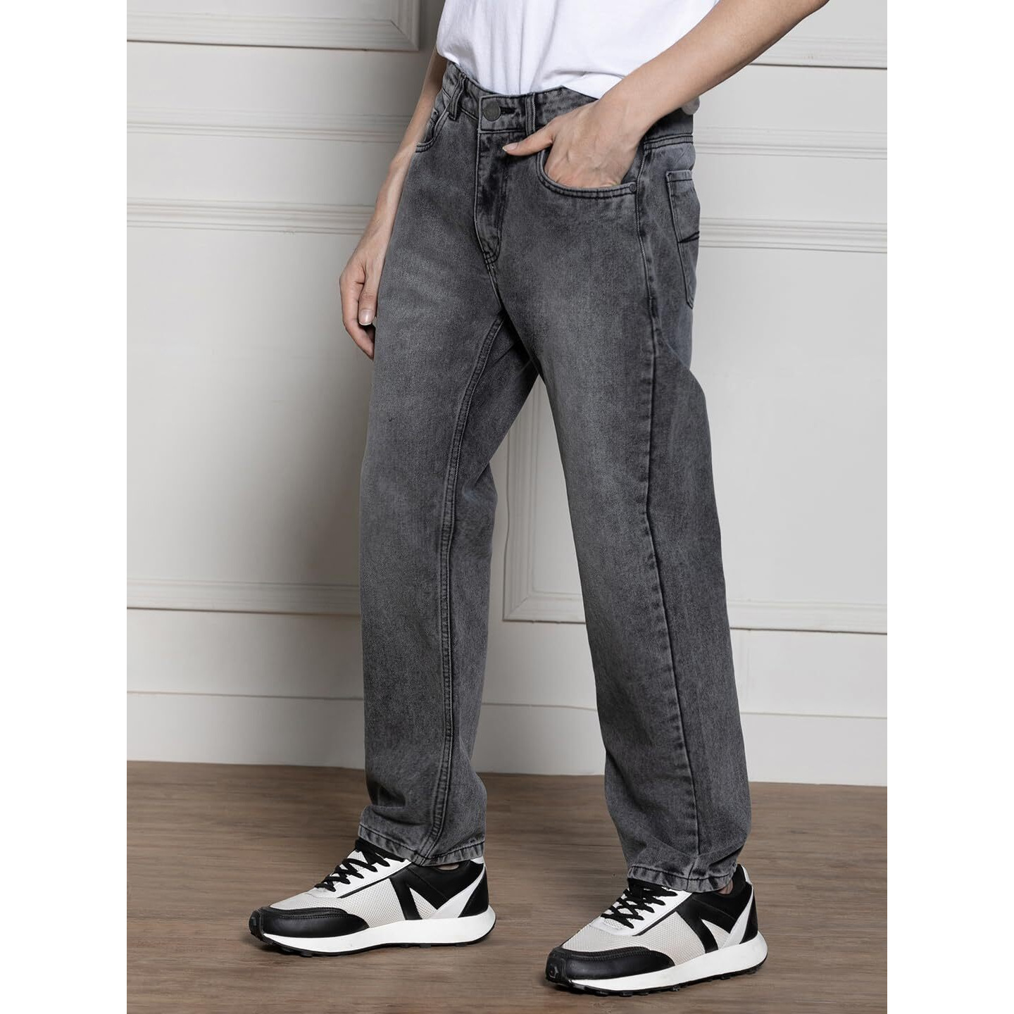 Dennis Lingo Mens Light Grey Cotton Relaxed Fit Jeans (Dlmjns24020_Ly, Light Grey, 34)