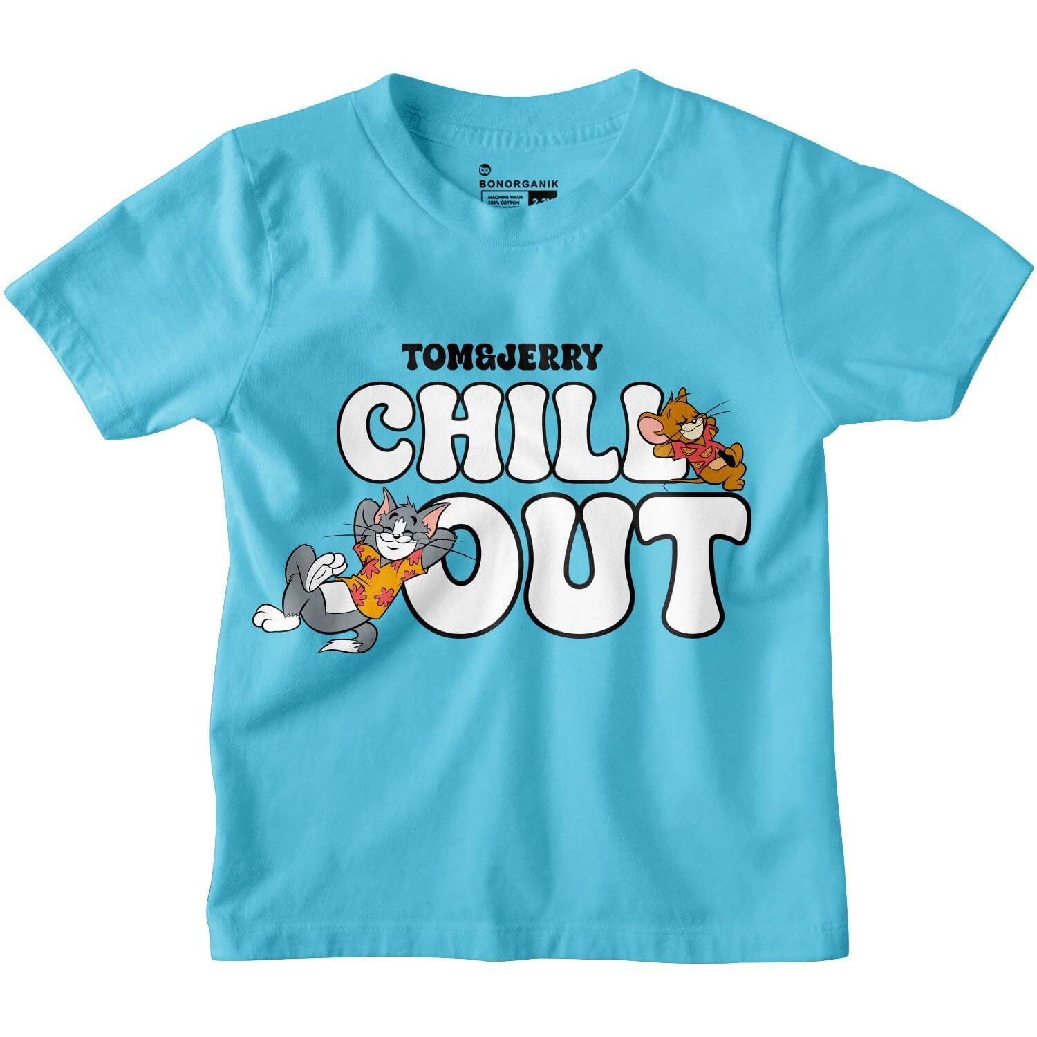 Bon Organik Boy's Regular Fit T-Shirt (Bon11017_Sky Blue