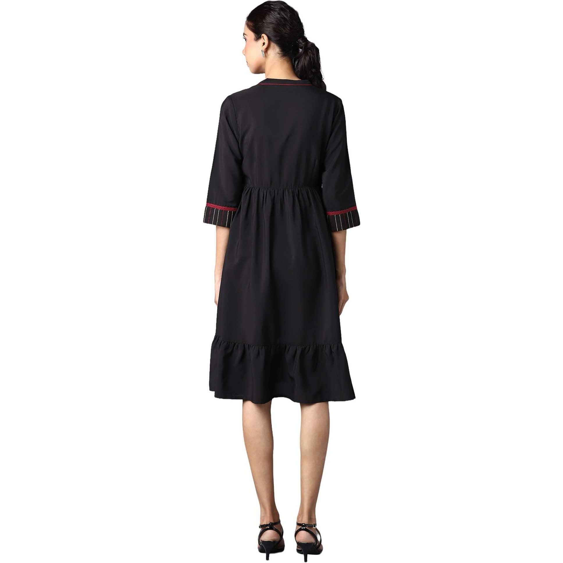 Aure Collection By Aurelia Black Circular Embroidered Dress