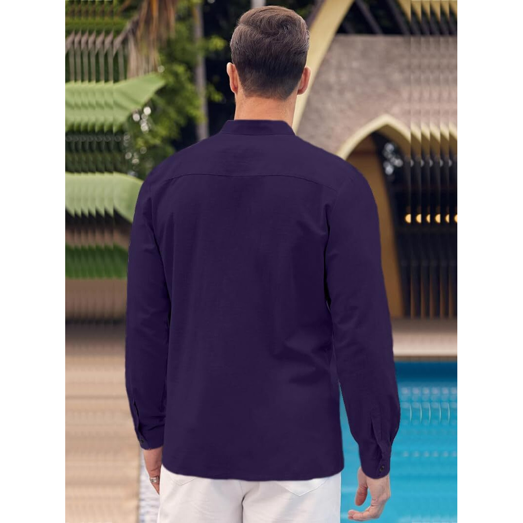 Bellstone Men Cotton Solid Regular Fit Shirt (200_Purple_Xl