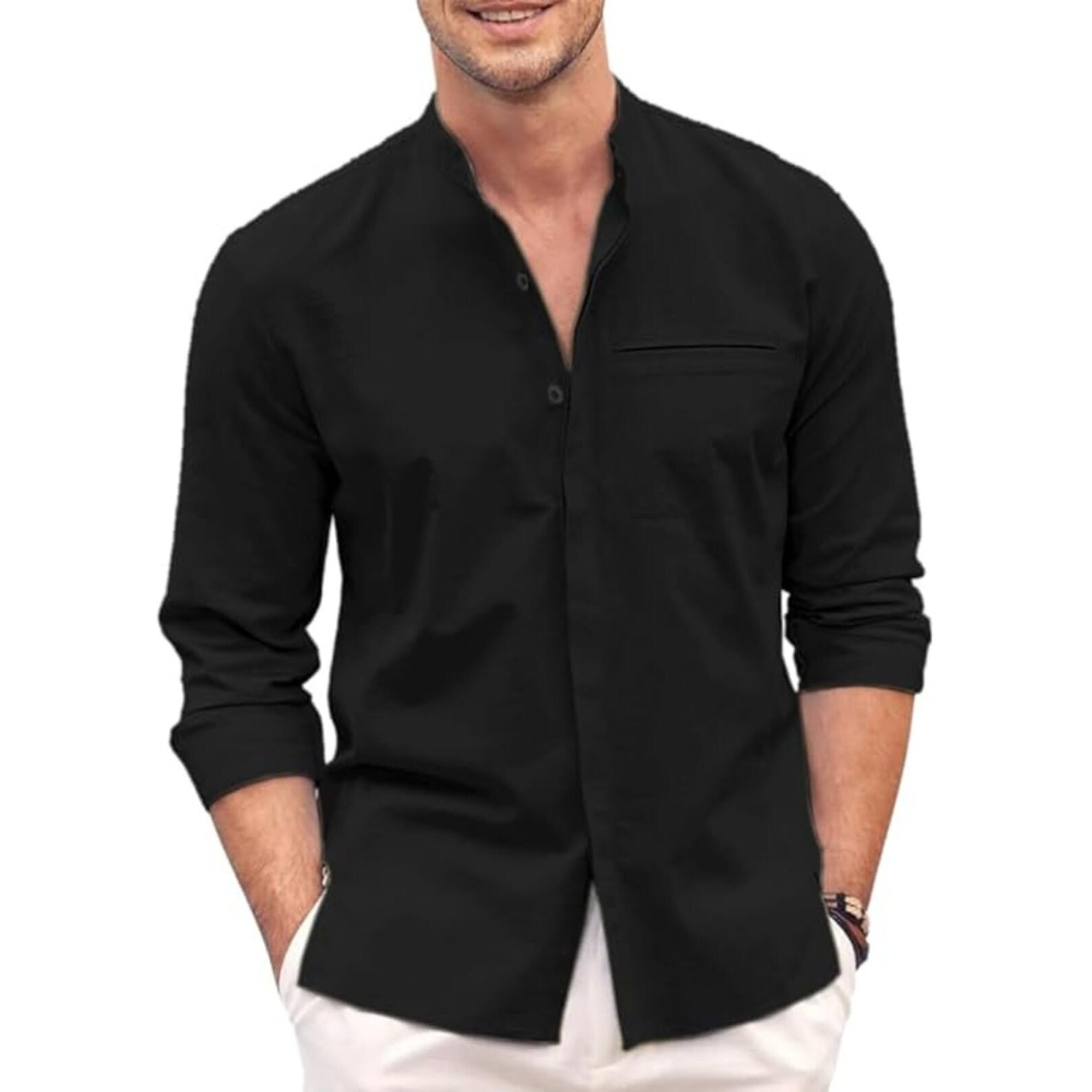 Bellstone Men Cotton Solid Regular Fit Shirt (200_Black_L