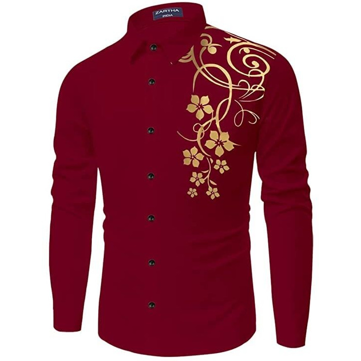 Bellstone Men's Solid Regular Fit Shirt (600_Marroon_46_Maroon