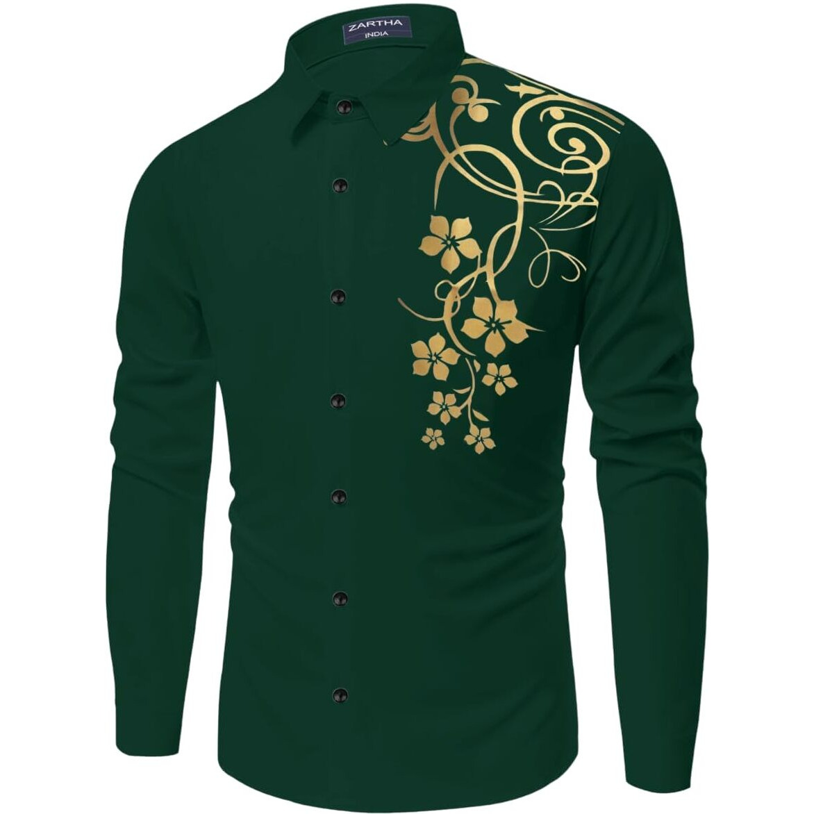 Bellstone Men Solid Cotton Full Sleeves Casual Shirt For Men Stylish Latest Dark Green
