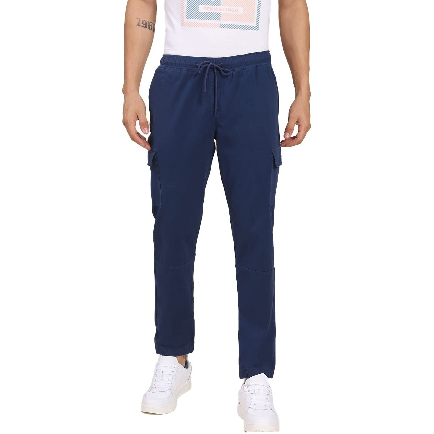 Dennis Lingo Denim Blue 45 Slim Fit Cargo Jogger For Men (28)