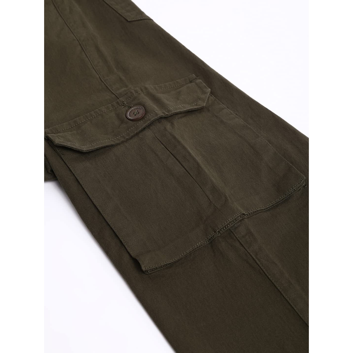 Dennis Lingo Men's Casual Solid Cotton Tapered Fit Mid Rise Ankle Length Multi-Pocket Stretchable Cargo Pant/Trousers (Dark Green, 28)