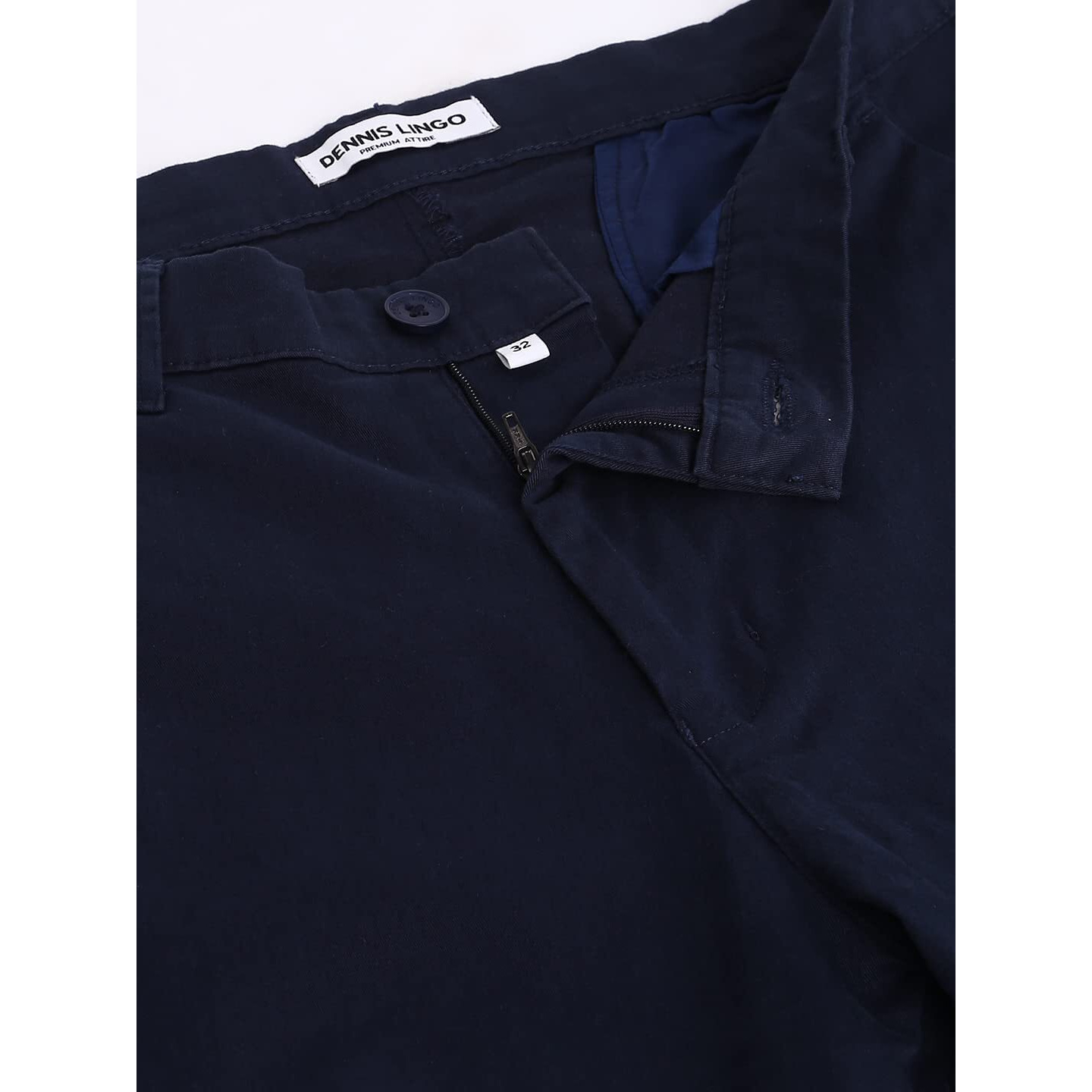 Dennis Lingo Solid Cotton Men's Casual Trouser, Tapered Fit, Mid Rise, Ankle Length Chinos Trousers Navy