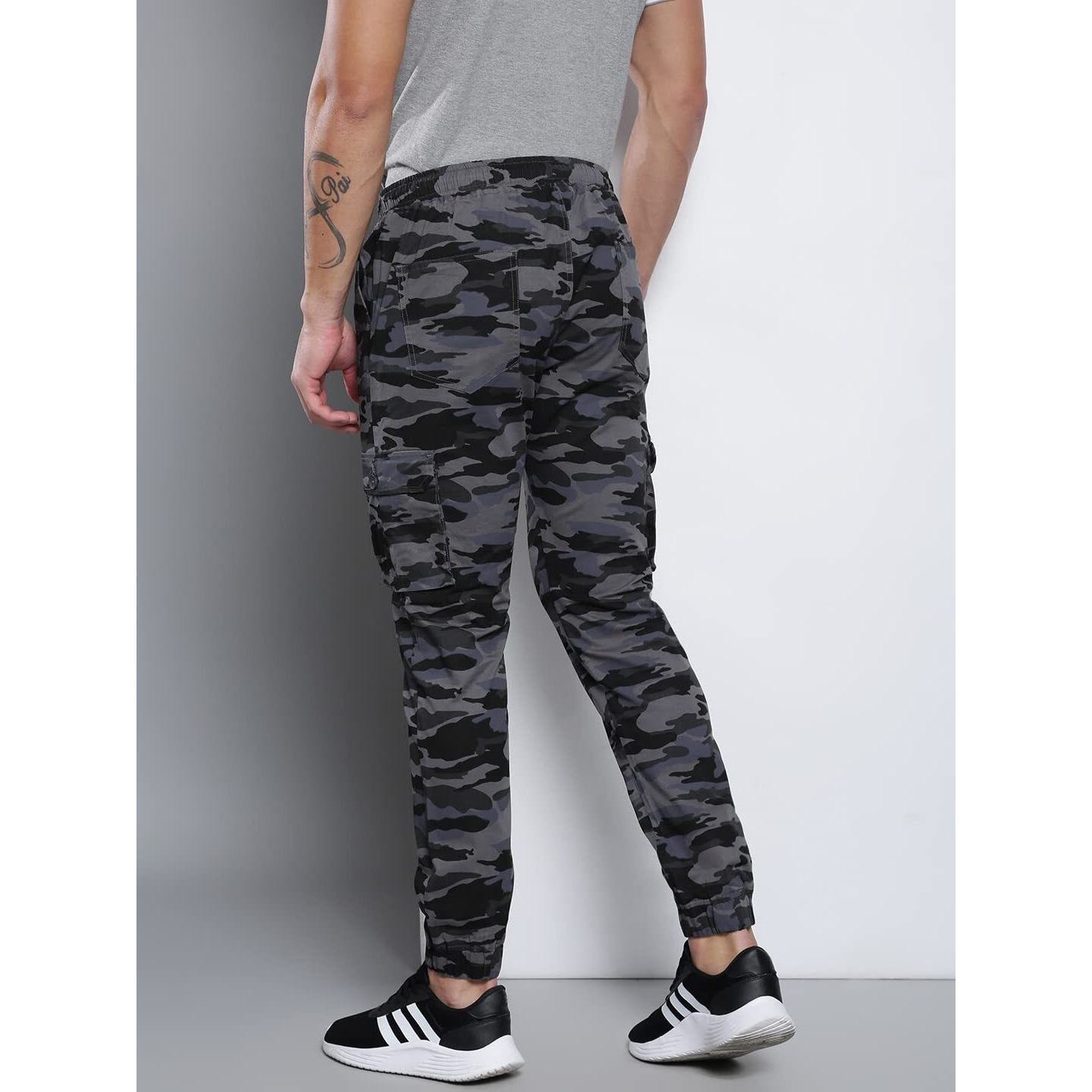 Dennis Lingo Camouflage Print Cotton Men's Casual Drawstring Joggers, Straight Fit, Mid Rise, Ankle Length Athletic Track Pants, Workout Pants With Pockets, Sportswear For Men, Trousers